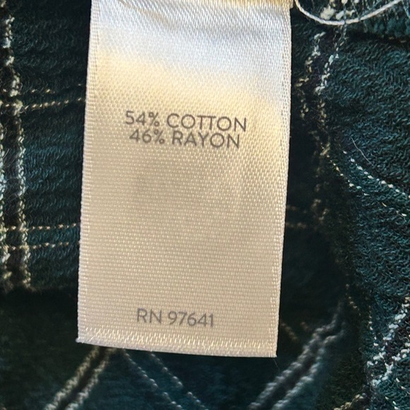 J Jill Green Plaid 3/4 Sleeve Button Front Shirt Top Tall Size S - Picture 7 of 8